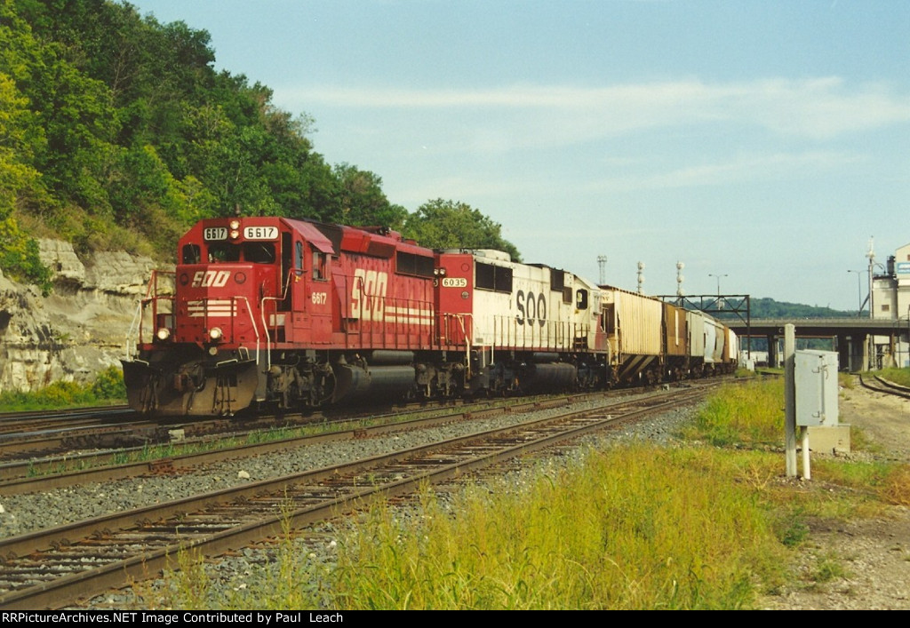 Grain train eases west out of the yard